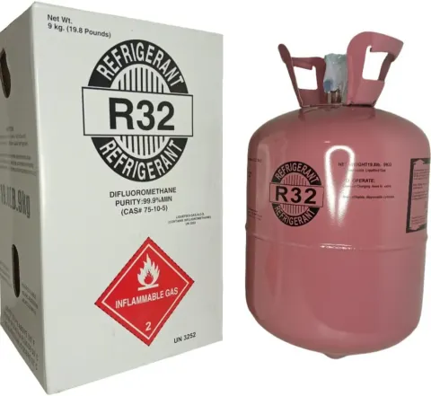 R32 refrigerant cylinder and box